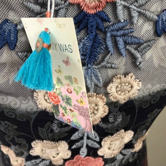 Johnny Was Biya Slip Ruffle Embroidered Mesh Dress - Picture 8 of 8